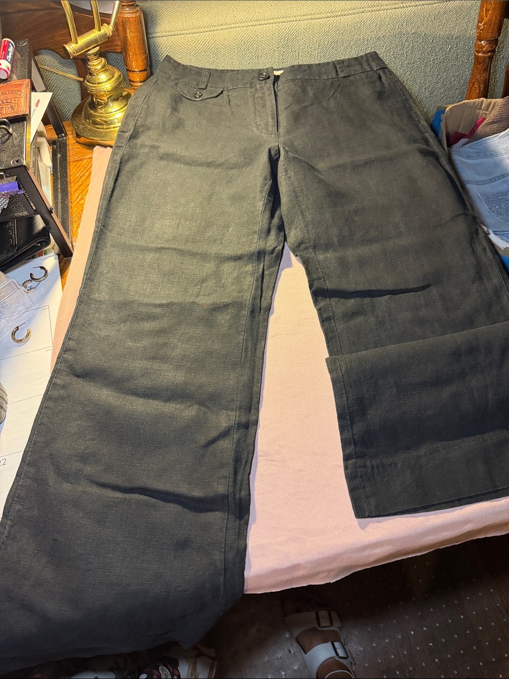 LOFT Black Wide-Leg Chinos